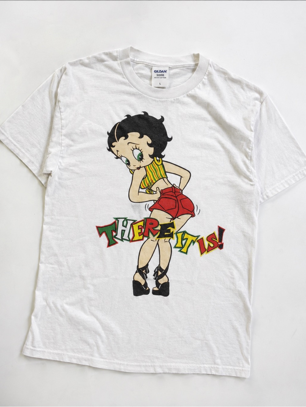 Gildan White Betty Boop Colorful Graphic Tee